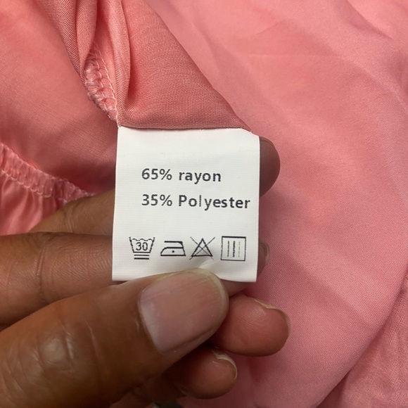 Women’s Halter Midi Dress Sz L Peach Tiered Rayon Blend Sheer  Beach Sundress - Picture 6 of 8